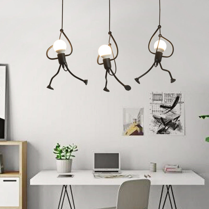 Style Industrial Style Light Swing in ferro battuto Lam lampade appeso in nero