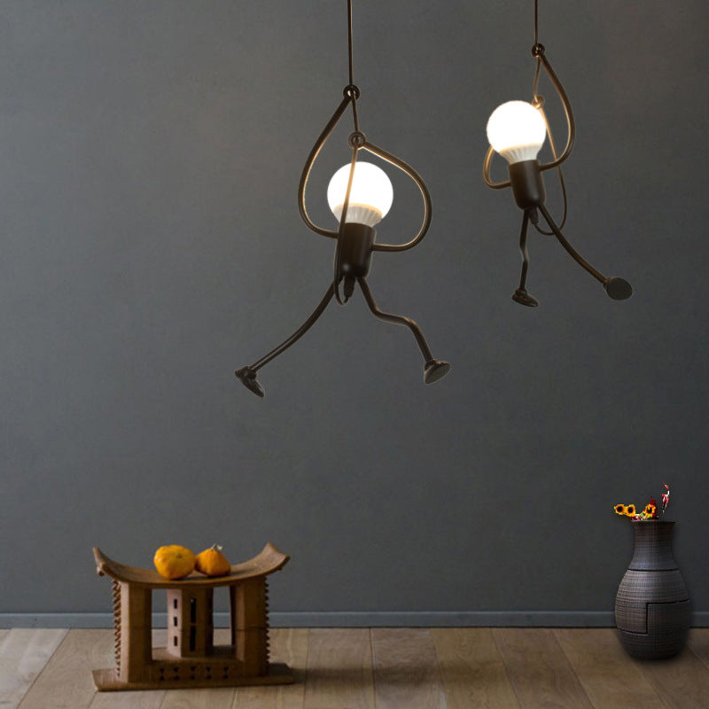 Style Industrial Style Light Swing in ferro battuto Lam lampade appeso in nero