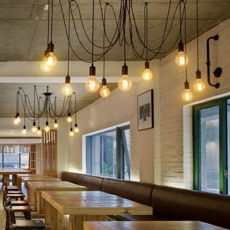 Luce a ciondolo a ciondolo a più luci in stile industriale in lampadina di bulbo per ristorante