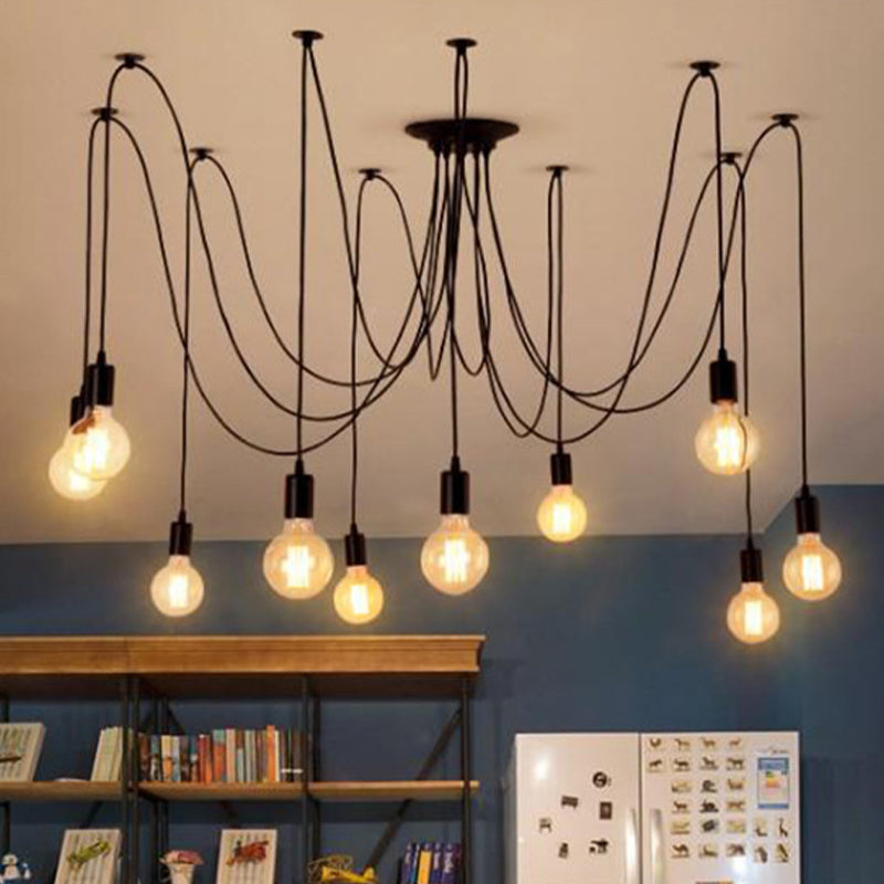 Luce a ciondolo a ciondolo a più luci in stile industriale in lampadina di bulbo per ristorante