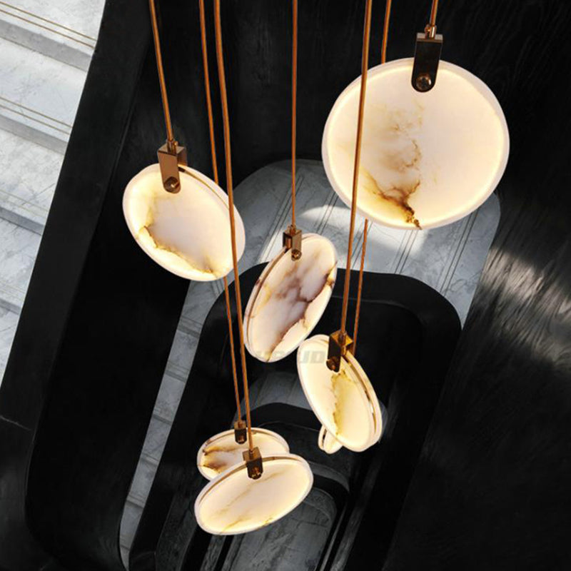 Lámpara colgante de piedra de forma colgante de 1 luz de estilo moderno en blanco