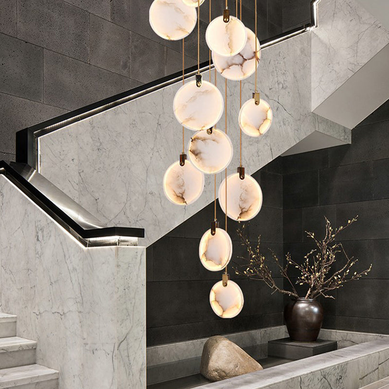 Lámpara colgante de piedra de forma colgante de 1 luz de estilo moderno en blanco