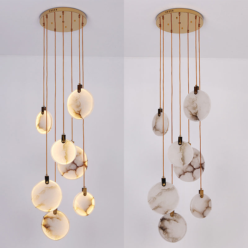 Lámpara colgante de piedra de forma colgante de 1 luz de estilo moderno en blanco