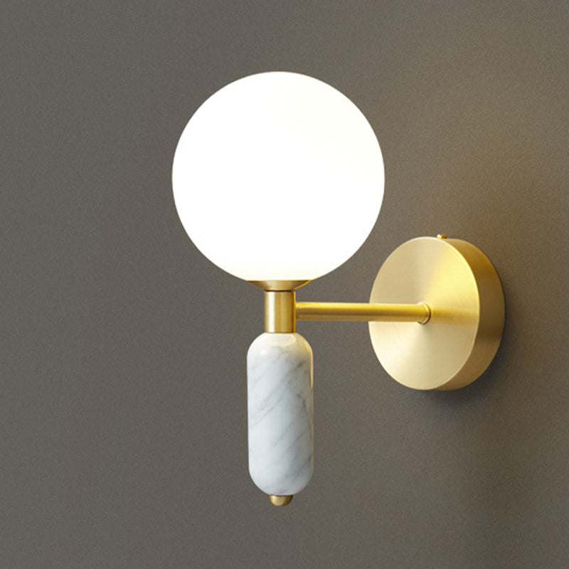 Copper Marble Wall Sconce 1 Head Wall Mounted Light Fixture for Study Room Bedside