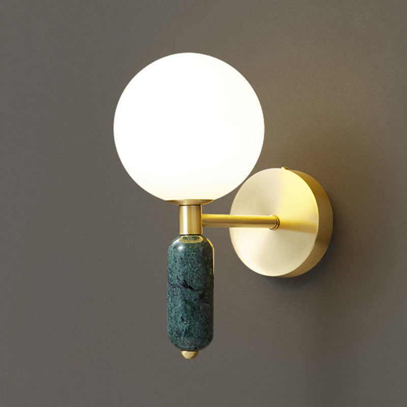 Copper Marble Wall Sconce 1 Head Wall Mounted Light Fixture for Study Room Bedside