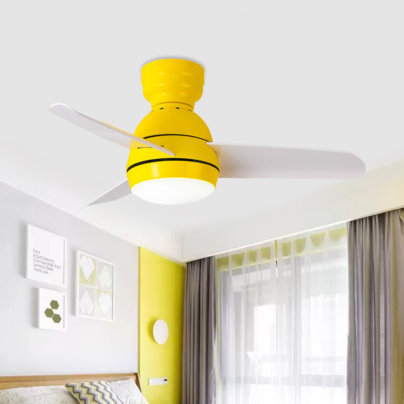 33,5 "ventola a led a led leggera per bambini a cupola semifulto in metallo in rosa/verde/bianco con 3 lame in plastica bianca, muro/telecomando