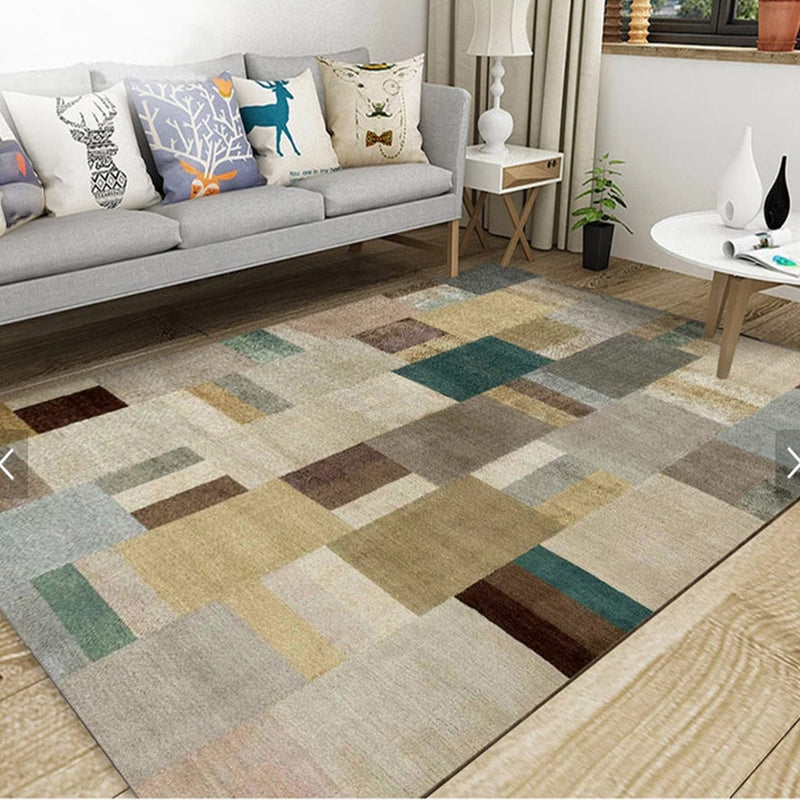 Dark Navy Modern Carpet Polyester Color Piece Area Carpet Washable Carpet for Living Room