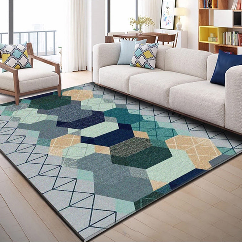Dark Navy Modern Carpet Polyester Color Piece Area Carpet Washable Carpet for Living Room