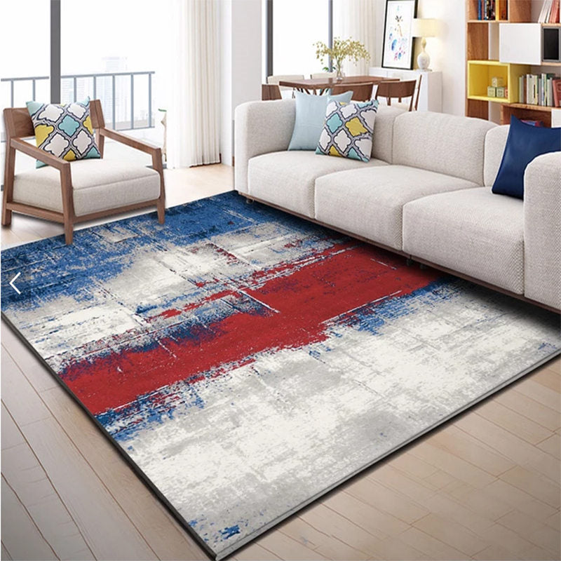 Dark Navy Modern Carpet Polyester Color Piece Area Carpet Washable Carpet for Living Room