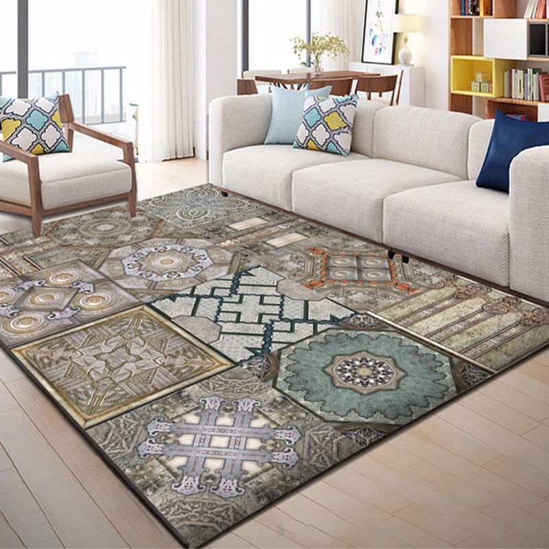 Dark Navy Modern Carpet Polyester Color Piece Area Carpet Washable Carpet for Living Room