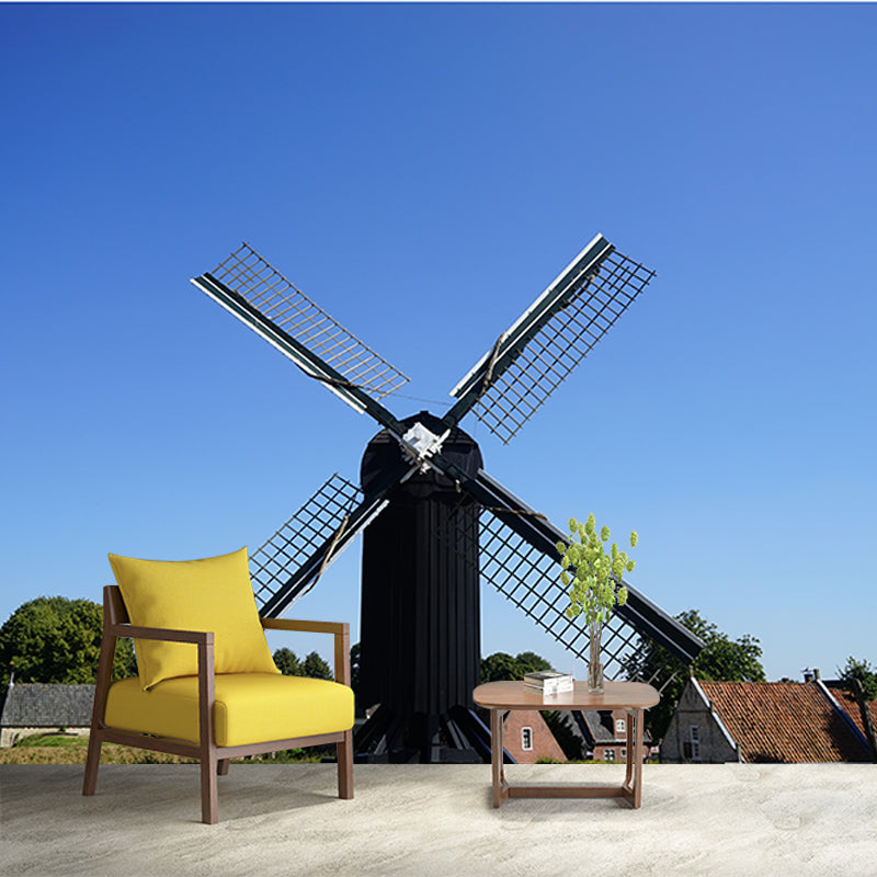 Small Town Scenery Murals Wallpaper Moisture Resistant Wall Decor for Living Room