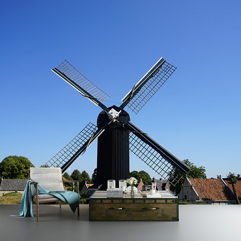 Small Town Scenery Murals Wallpaper Moisture Resistant Wall Decor for Living Room