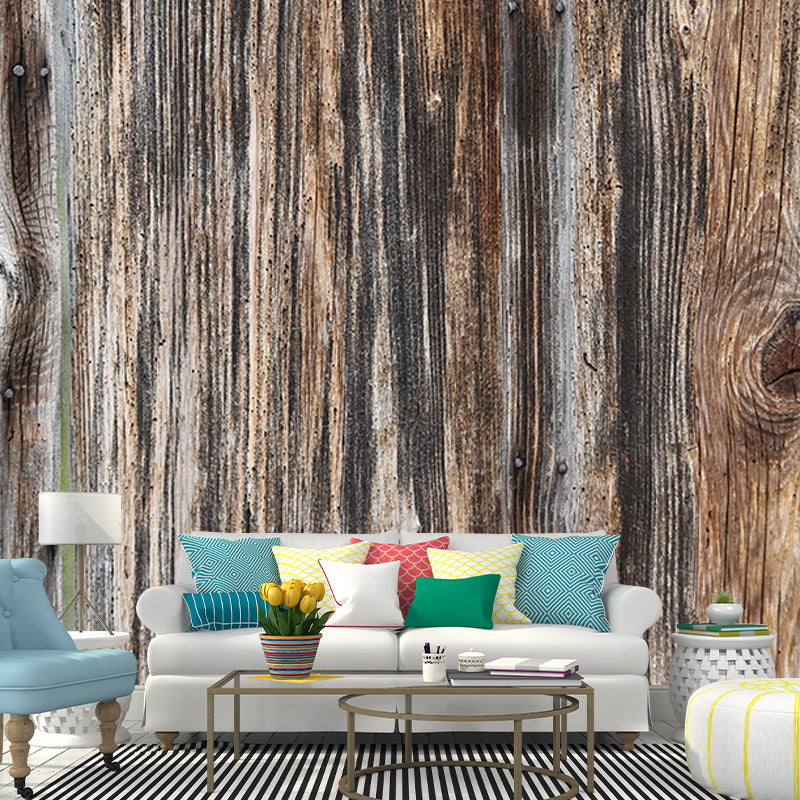 Wood Grain Customized Contemporary Mural Mildew Resistant for Living Room Decoration