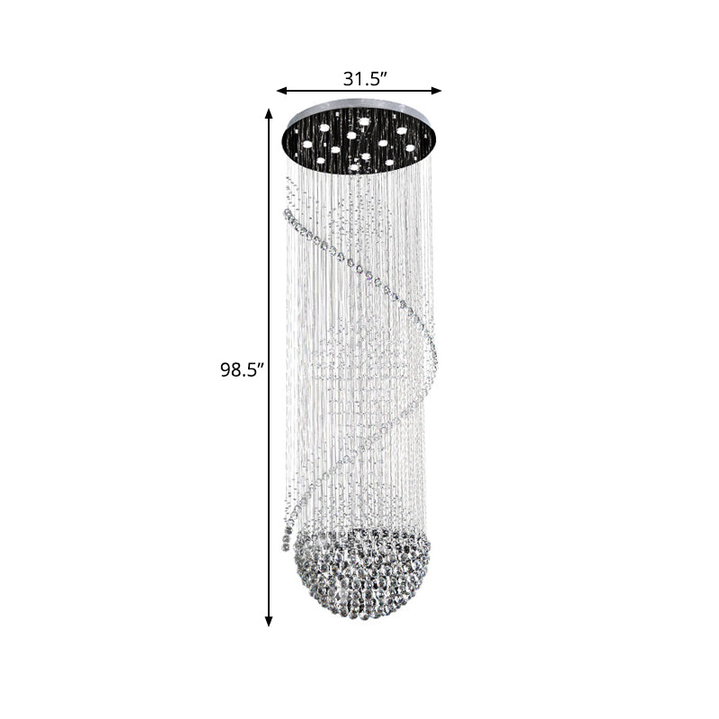 12 têtes orbes et tiges suspendues modernistes en cristal en cristal LED PRENDANT PENDANT
