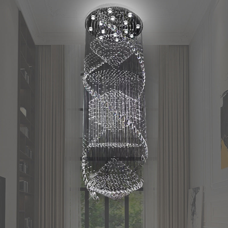 Simple Swirling Strand Ceiling Lamp 10 Bulbs Crystal LED Multi Light Pendant in Silver
