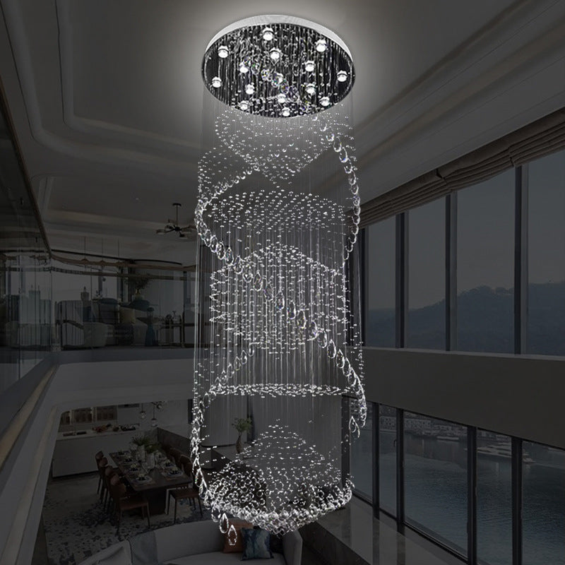 Simple Swirling Strand Ceiling Lamp 10 Bulbs Crystal LED Multi Light Pendant in Silver