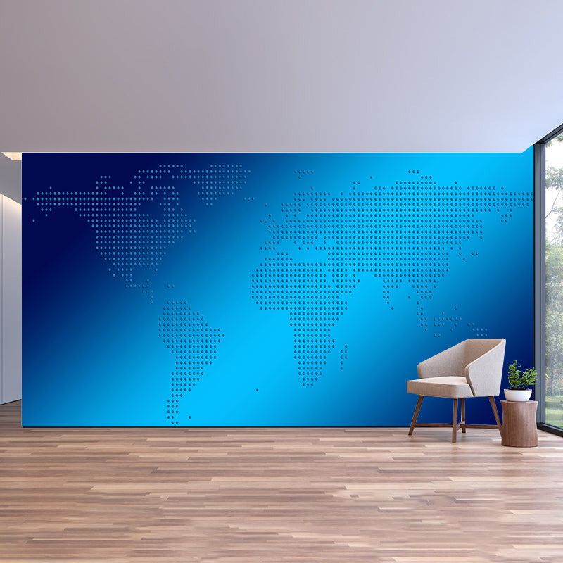Map Illustration Wall Mural Contemporary Wall Decoration for Living Room