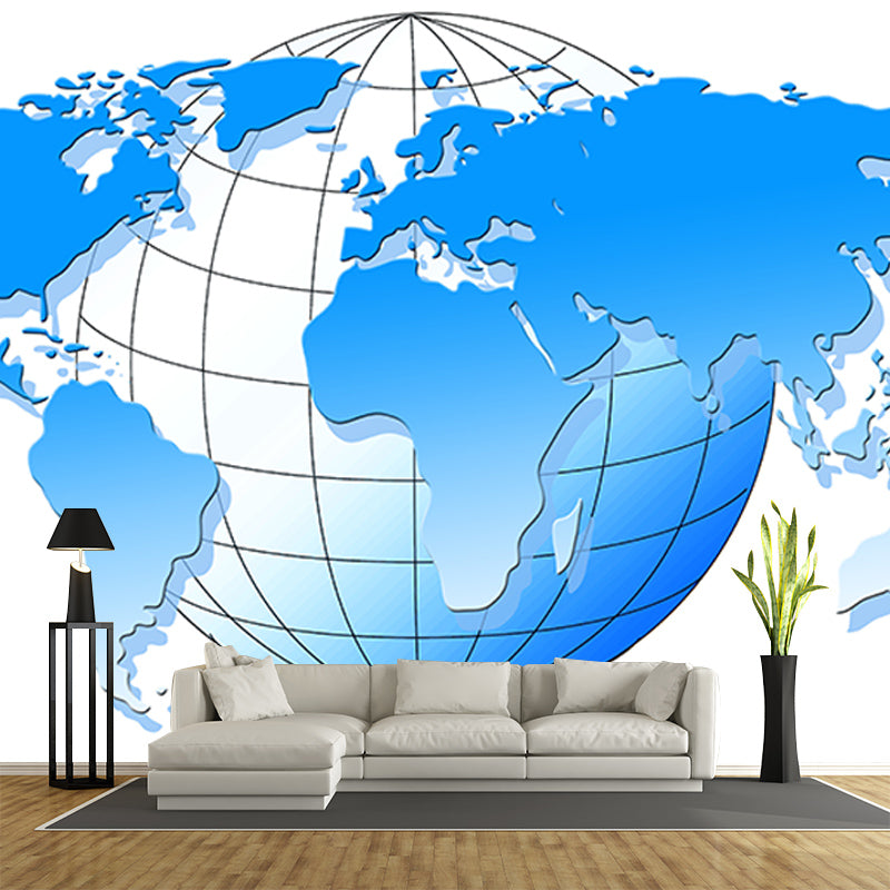Map Illustration Wall Mural Contemporary Wall Decoration for Living Room