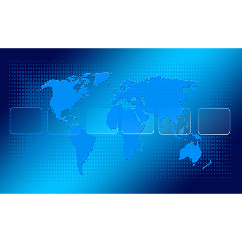 Blue Map Illustration Mural Contemporary Wall Decoration for Living Room