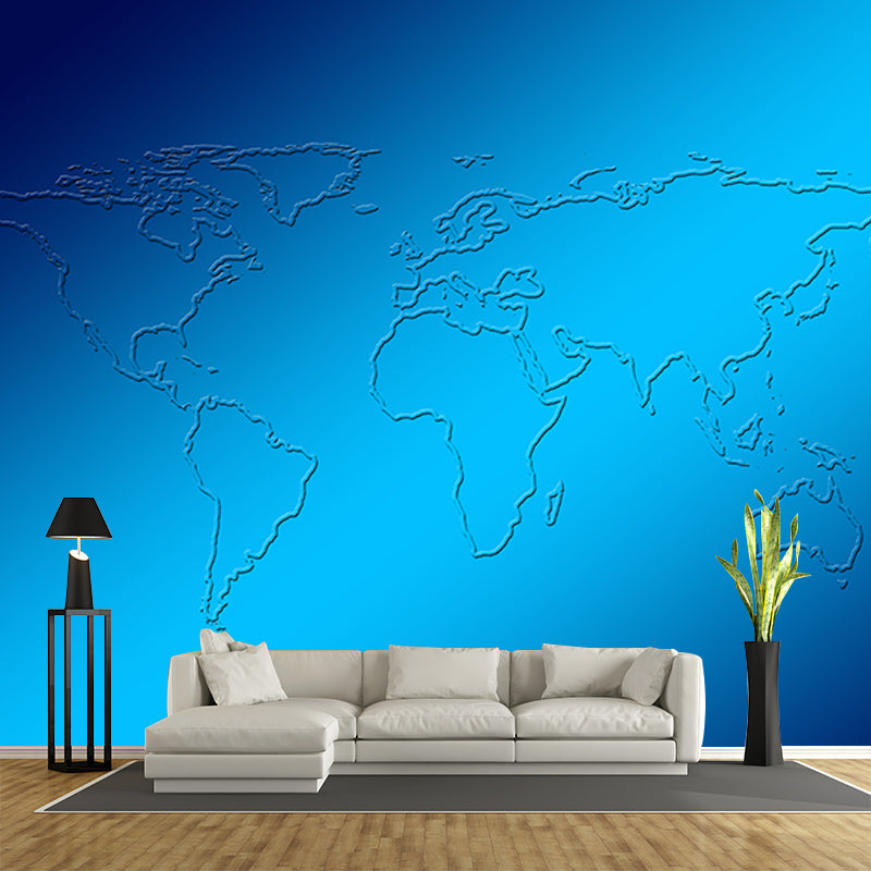Map Illustration Mural Wallpaper Environment Friendly for Living Room Bedroom