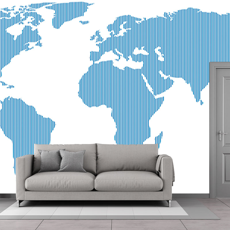 Map Illustration Mural Wallpaper Environment Friendly for Living Room Bedroom