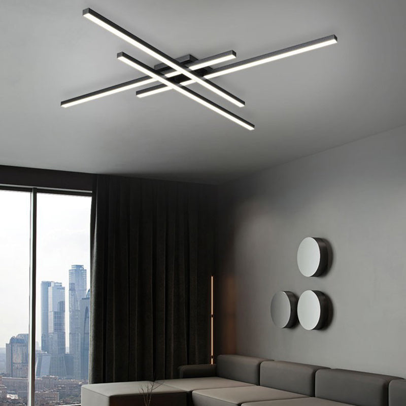 Modern Minimalist LED Linear Ceiling Light Aluminium Indoor Flush Mount with Acrylic Shade