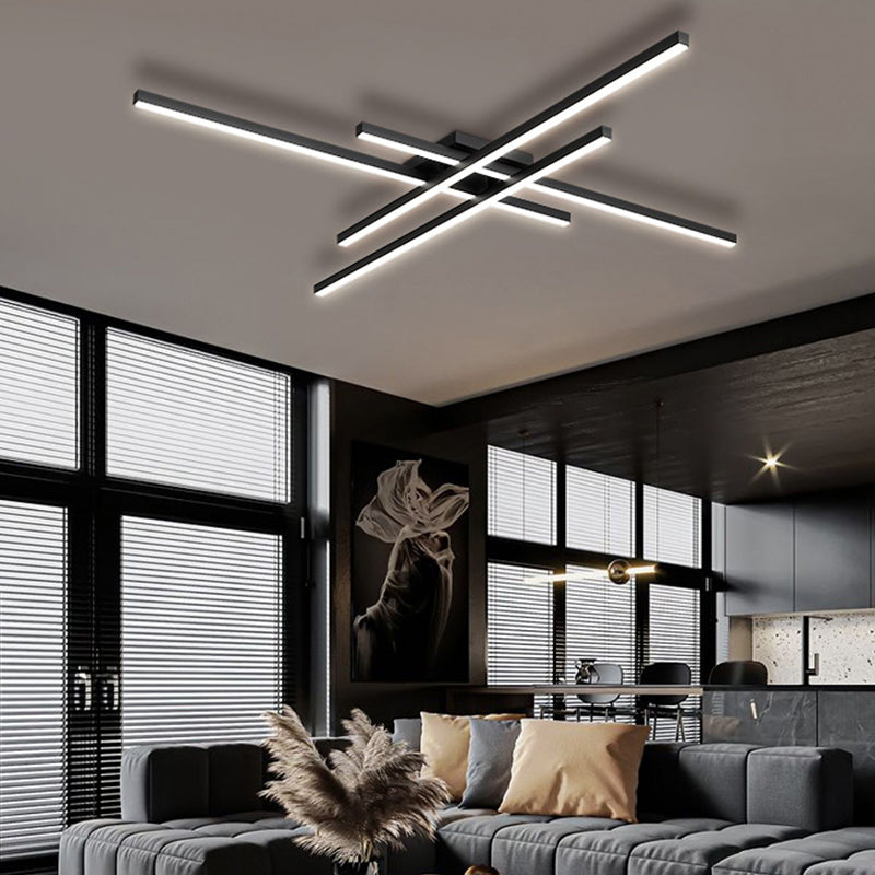 Modern Minimalist LED Linear Ceiling Light Aluminium Indoor Flush Mount with Acrylic Shade