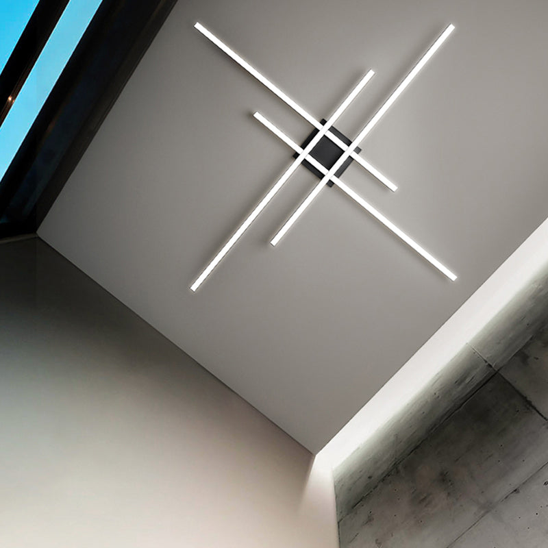 Modern Minimalist LED Linear Ceiling Light Aluminium Indoor Flush Mount with Acrylic Shade