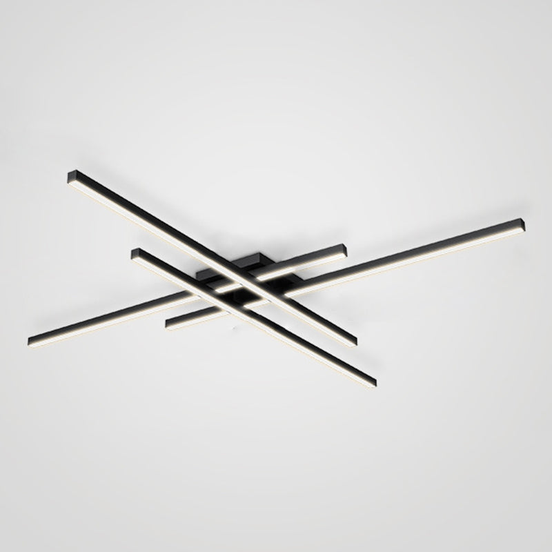 Modern Minimalist LED Linear Ceiling Light Aluminium Indoor Flush Mount with Acrylic Shade