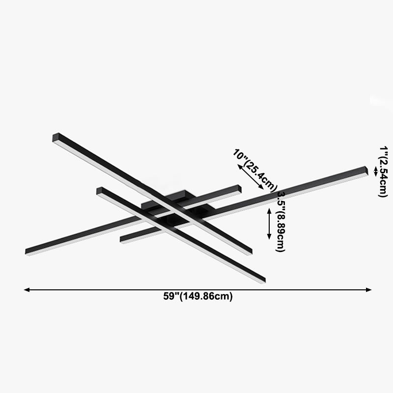 Modern Minimalist LED Linear Ceiling Light Aluminium Indoor Flush Mount with Acrylic Shade