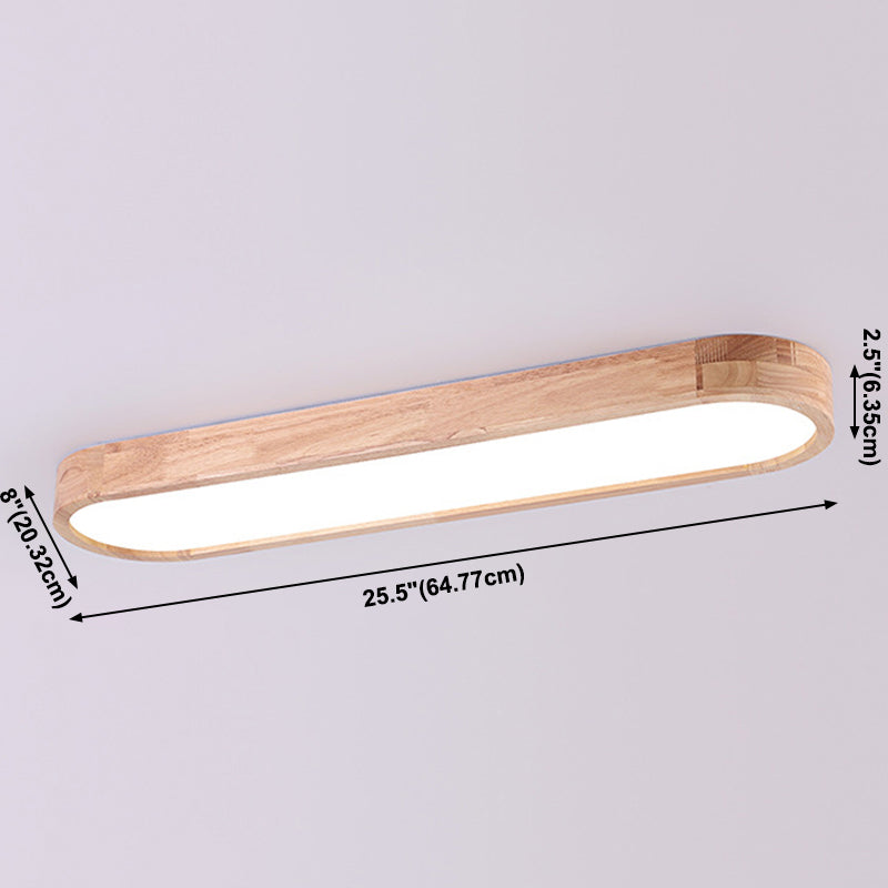 Modern Simple Style Oval Ceiling Lamp Wood LED Flush Mount Light for Living Room
