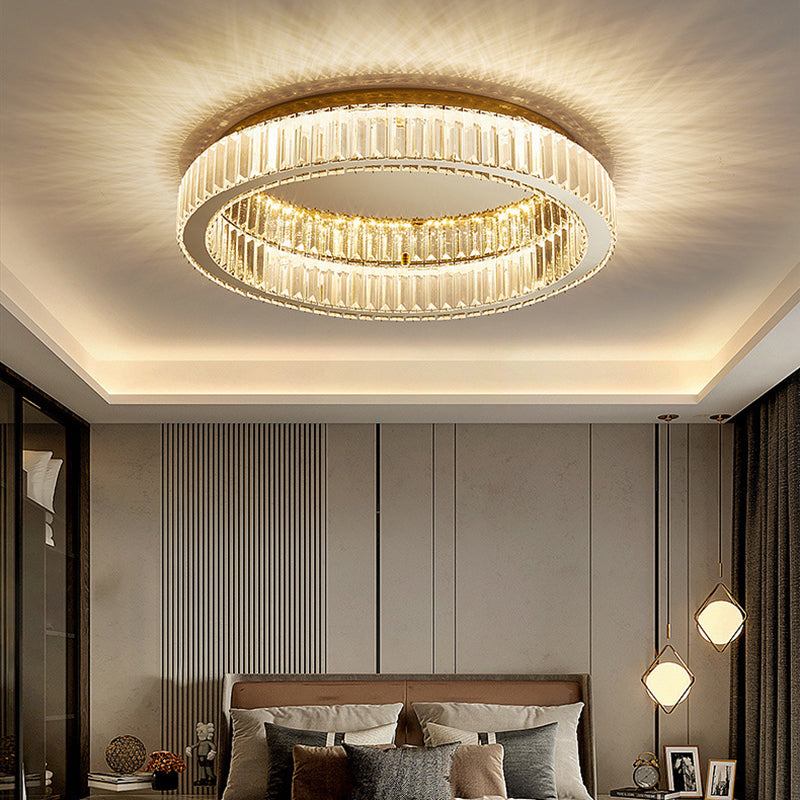 Modern Fashionable LED Ceiling Fixture Stainless-Steel Flush Mount with Crystal Shade