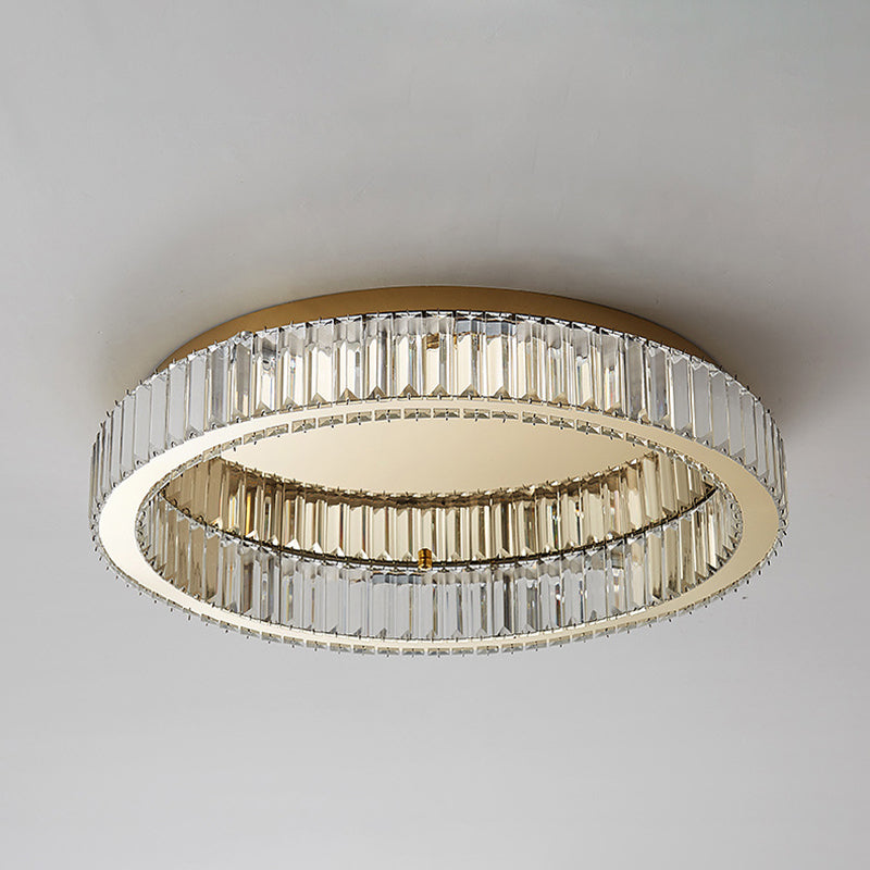 Modern Fashionable LED Ceiling Fixture Stainless-Steel Flush Mount with Crystal Shade