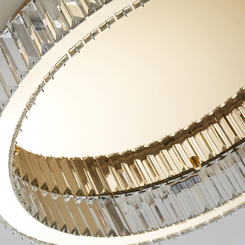 Modern Fashionable LED Ceiling Fixture Stainless-Steel Flush Mount with Crystal Shade