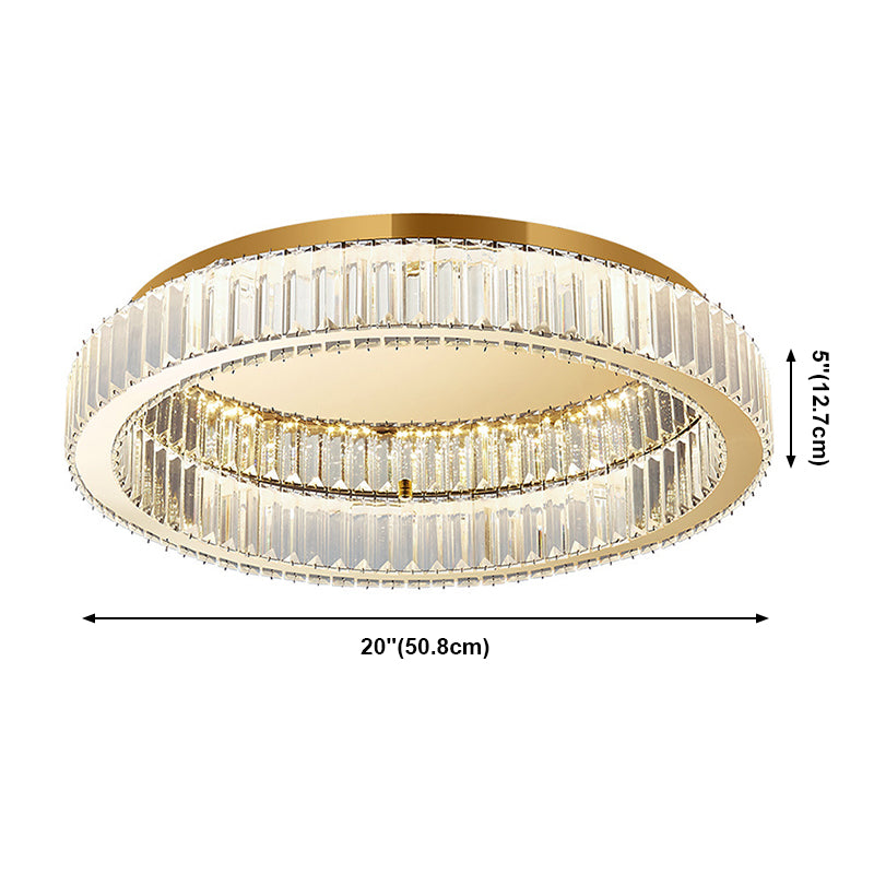 Modern Fashionable LED Ceiling Fixture Stainless-Steel Flush Mount with Crystal Shade