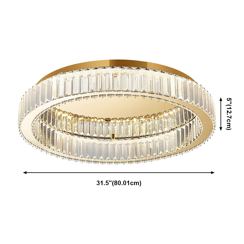Modern Fashionable LED Ceiling Fixture Stainless-Steel Flush Mount with Crystal Shade