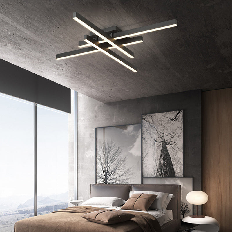 Plafonnier LED noir en acrylique, plafonnier linéaire en aluminium de Style moderne pour espaces intérieurs