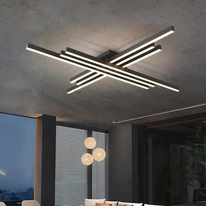 Plafonnier LED noir en acrylique, plafonnier linéaire en aluminium de Style moderne pour espaces intérieurs