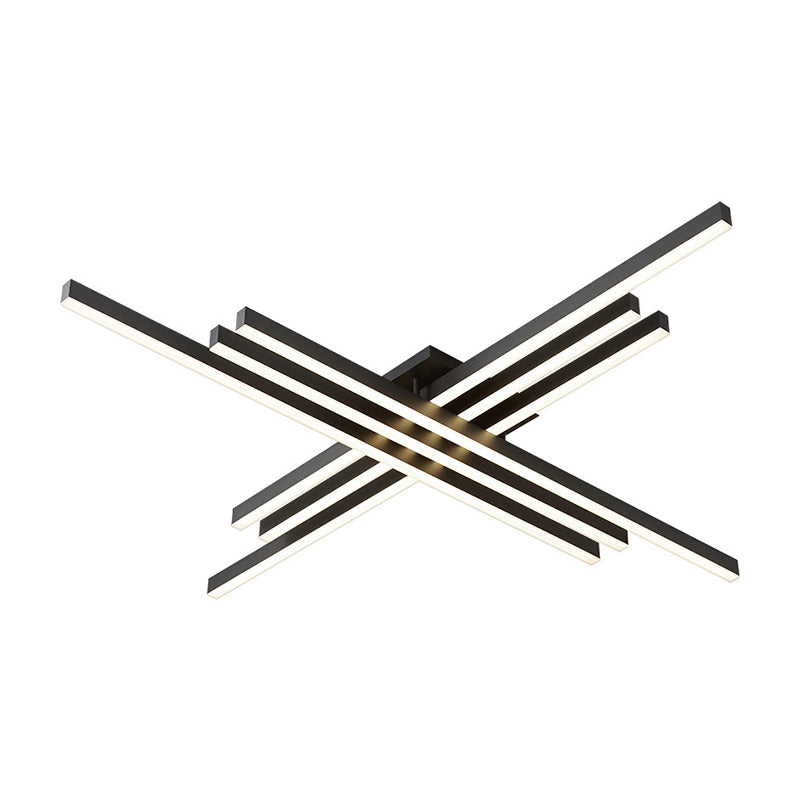 Plafonnier LED noir en acrylique, plafonnier linéaire en aluminium de Style moderne pour espaces intérieurs