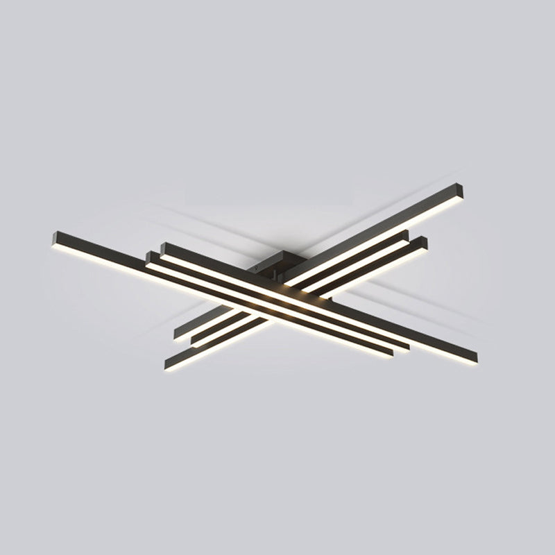 Plafonnier LED noir en acrylique, plafonnier linéaire en aluminium de Style moderne pour espaces intérieurs