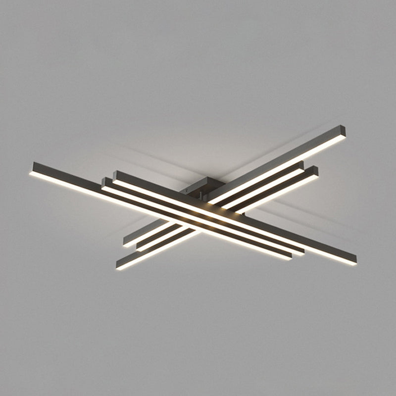 Plafonnier LED noir en acrylique, plafonnier linéaire en aluminium de Style moderne pour espaces intérieurs