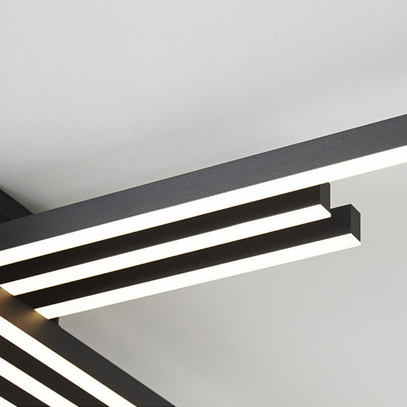 Acrylic Black LED Flush Mount in Modern Style Aluminium Linear Ceiling Light for Interior Spaces