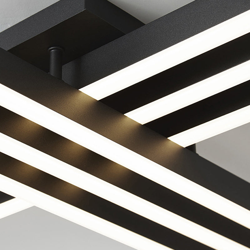 Plafonnier LED noir en acrylique, plafonnier linéaire en aluminium de Style moderne pour espaces intérieurs