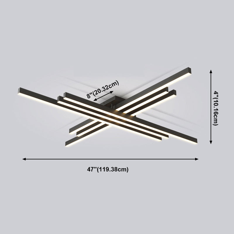Plafonnier LED noir en acrylique, plafonnier linéaire en aluminium de Style moderne pour espaces intérieurs