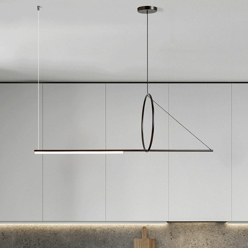 Lustre linéaire lustre moderne en métal simple îlot de plafond îlot de plafond en noir