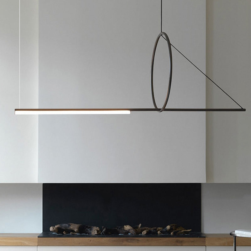 Lustre linéaire lustre moderne en métal simple îlot de plafond îlot de plafond en noir