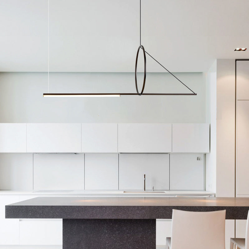 Lustre linéaire lustre moderne en métal simple îlot de plafond îlot de plafond en noir