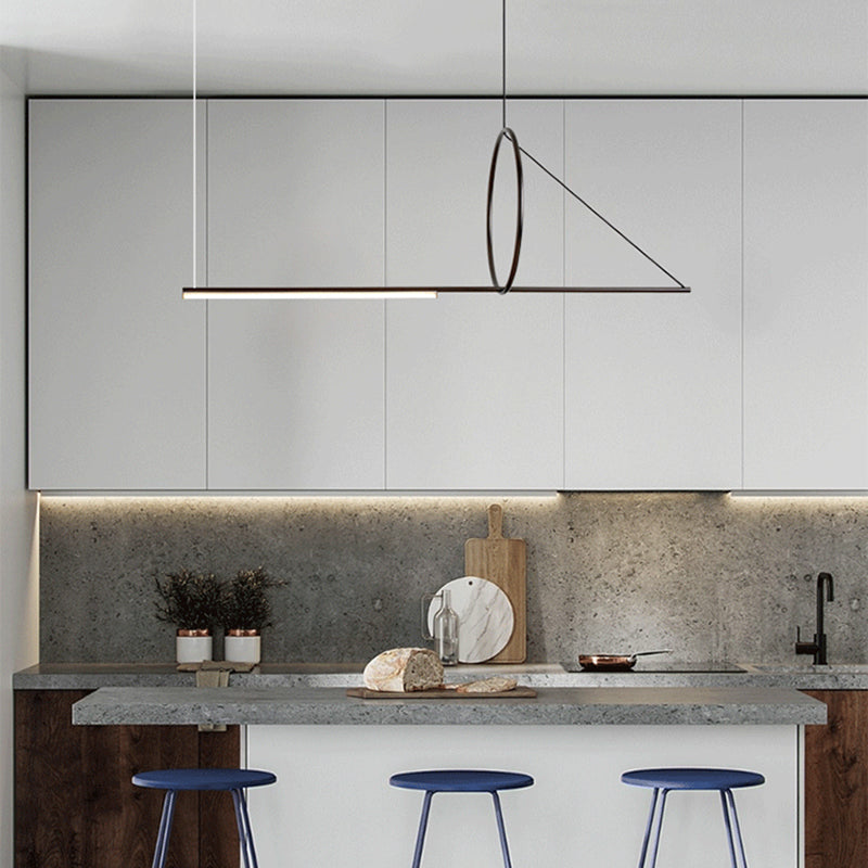 Lustre linéaire lustre moderne en métal simple îlot de plafond îlot de plafond en noir