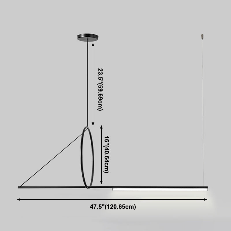 Lustre linéaire lustre moderne en métal simple îlot de plafond îlot de plafond en noir