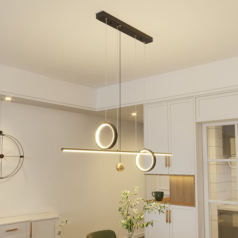 3 luces de isla geométrica ligera iluminación de isla contemporánea Luz de techo de la isla de metal